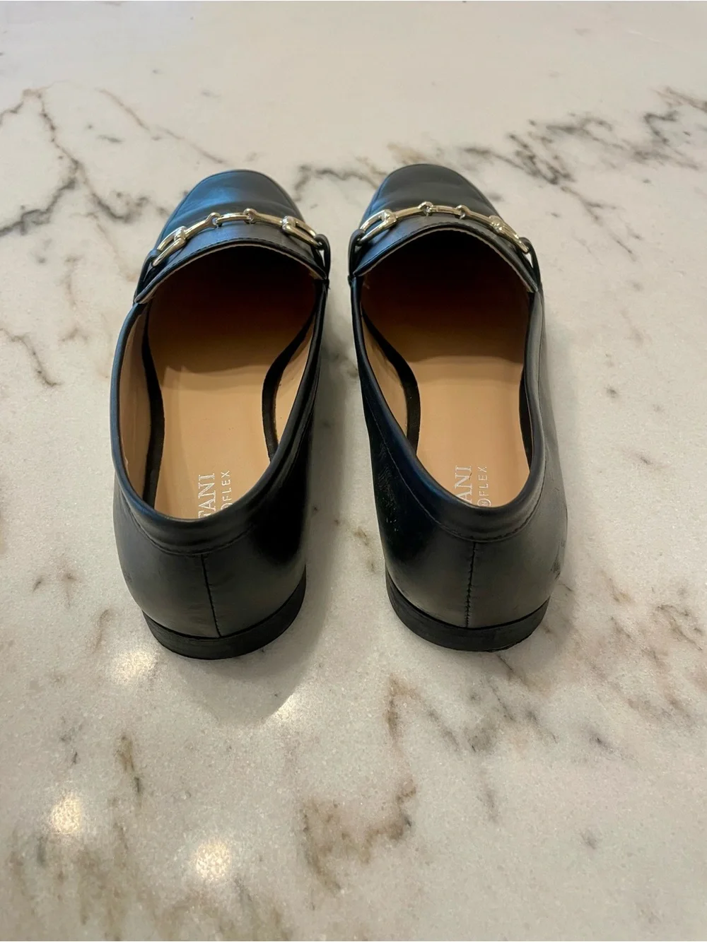 Alfani Black Leather Loafers with Gold-Tone Horsebit
